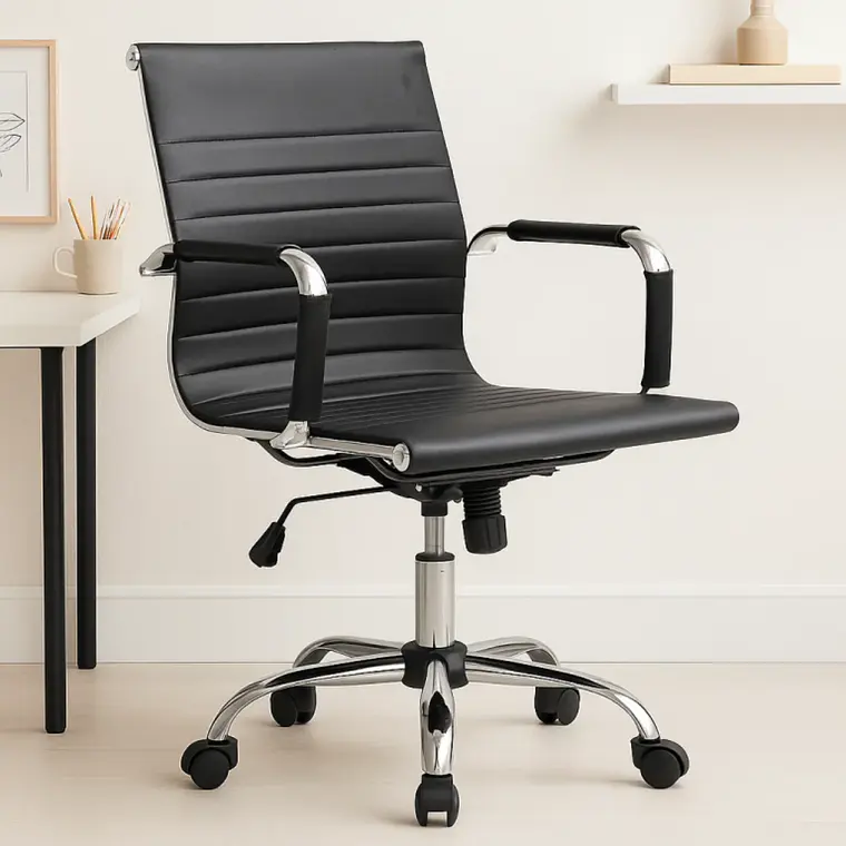 Silla de Oficina Escritorio Frey- Negra con Reposabrazos Metal 1