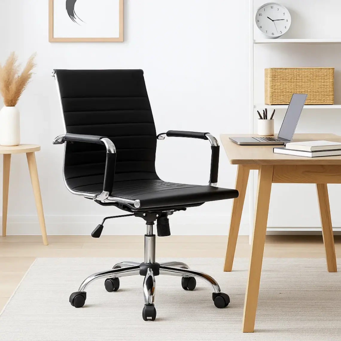 Silla de Oficina Escritorio Frey- Negra con Reposabrazos Metal 2