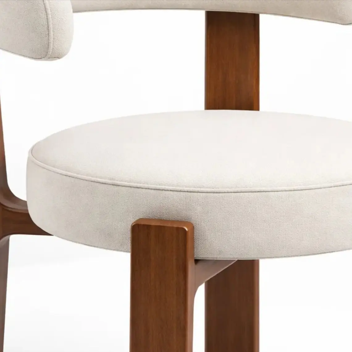 Comedor Mesa Asgard redondo vidrio 100 cm con 4 Sillas Sitiales Hania Respaldo Curvo - Blancas 5