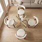 Comedor Mesa Asgard redondo vidrio 120 cm con 4 Sillas Sitiales Hania Respaldo Curvo - Blancas - Miniatura 2