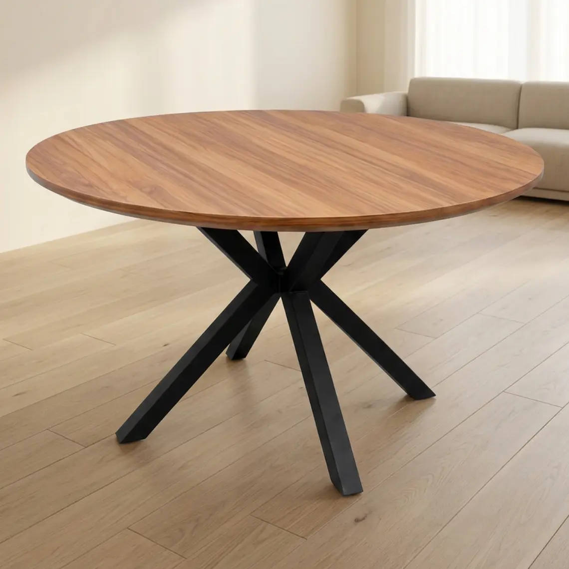 Comedor Mesa Asgard Rustik Black 120 cm con 4 Sillas Sitiales Hania Respaldo Curvo - Blancas 3