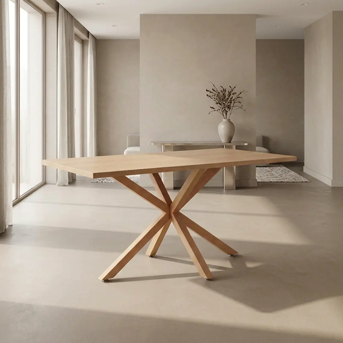 Comedor Mesa Asgard Wood rectangular Madera 140x90 cm con 4 Sillas Sitiales Hania Respaldo Curvo - Blancas 3