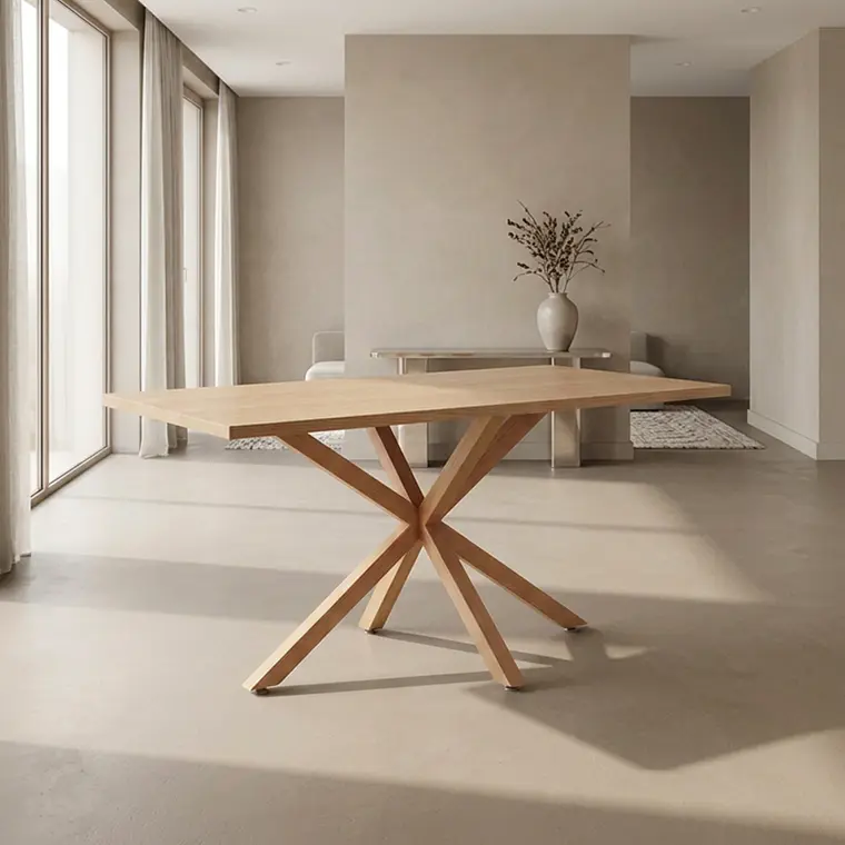 Comedor Mesa Asgard Wood rectangular Madera 140x90 cm con 4 Sillas Sitiales Hania Respaldo Curvo - Blancas 3