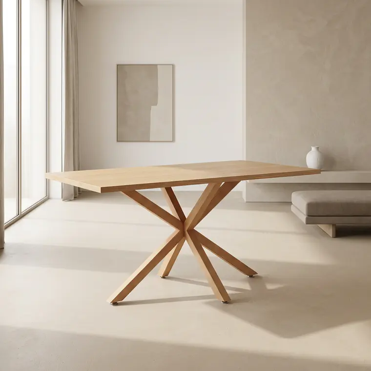 Comedor Mesa Asgard Wood rectangular Madera 140x90 cm con 4 Sillas Sitiales Hania Respaldo Curvo - Blancas 6
