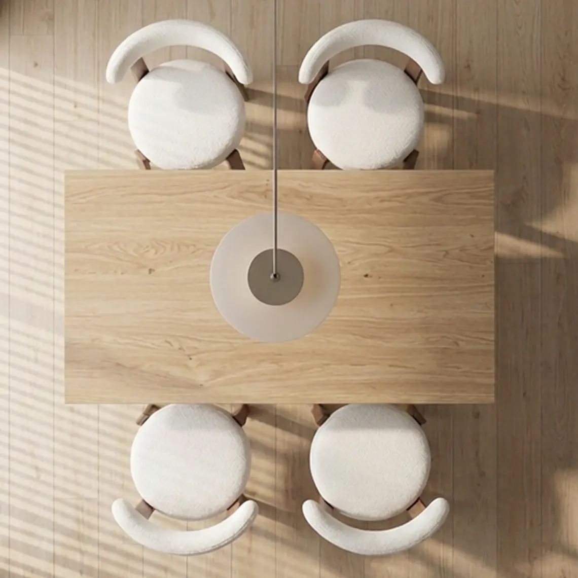 Comedor Mesa Asgard Wood rectangular Madera 160x90 cm con 4 Sillas Sitiales Hania Respaldo Curvo - Blancas 2