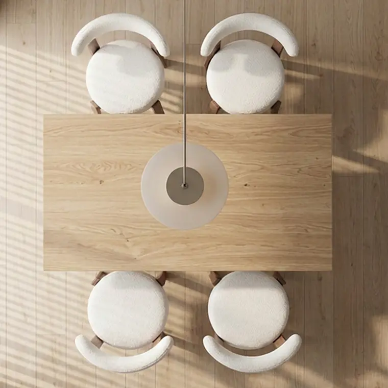 Comedor Mesa Asgard Wood rectangular Madera 160x90 cm con 4 Sillas Sitiales Hania Respaldo Curvo - Blancas 2