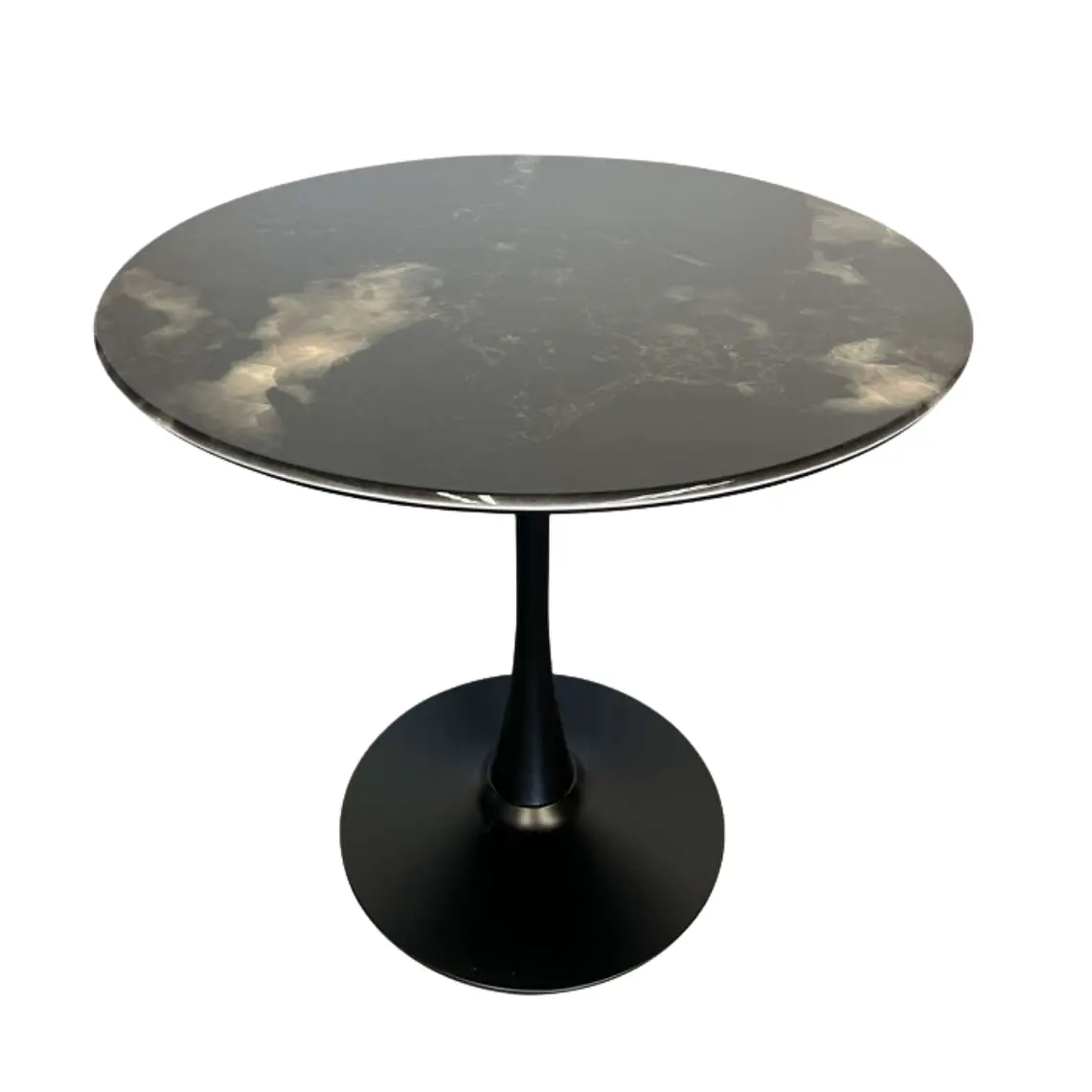 Mesa Tulip Mining Negra 80 cm con 4 Sillas Sitiales Hania Respaldo Curvo - Blancas 4