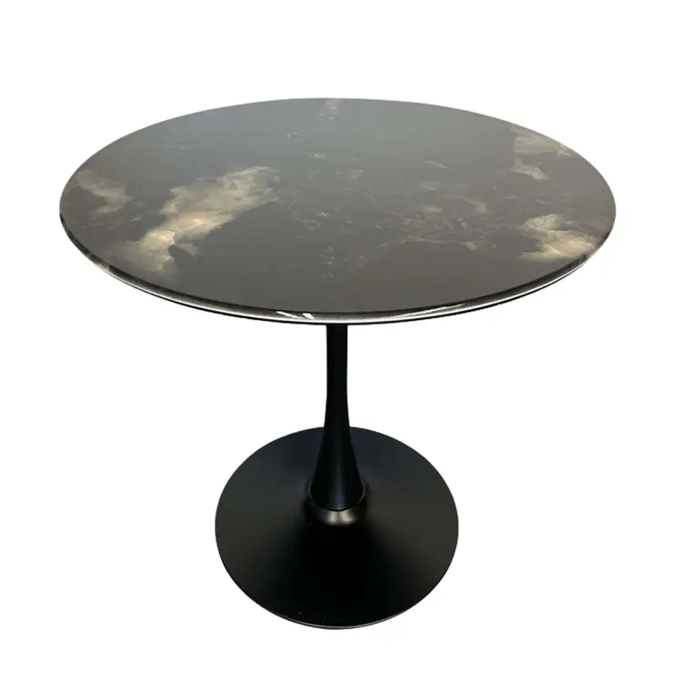 Mesa Tulip Mining Negra 80 cm con 4 Sillas Sitiales Hania Respaldo Curvo - Blancas 4