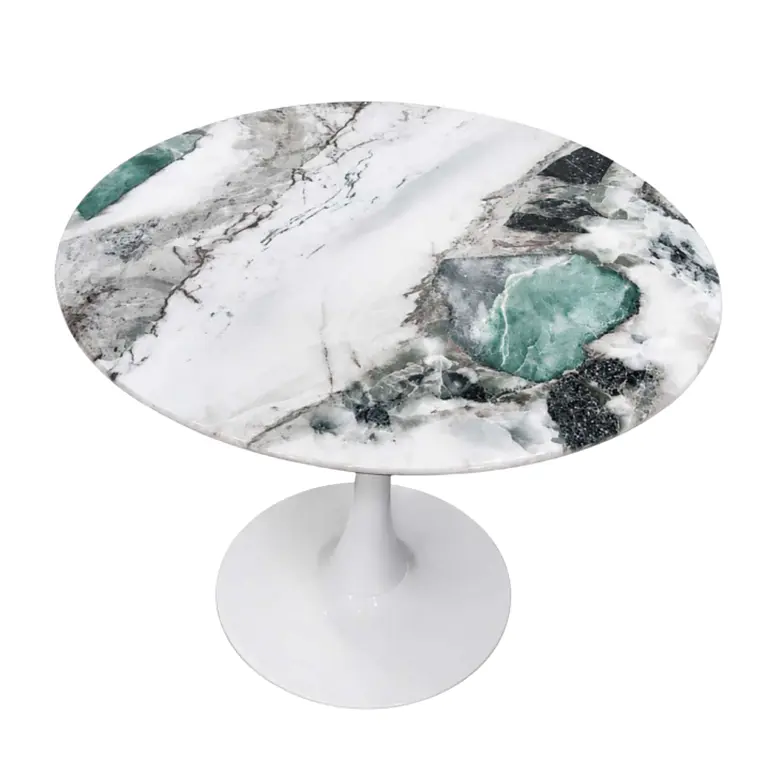 Comedor Mesa Tulip Mining Blanca 100 cm con 4 Sillas Sitiales Hania Respaldo Curvo - Blancas 4