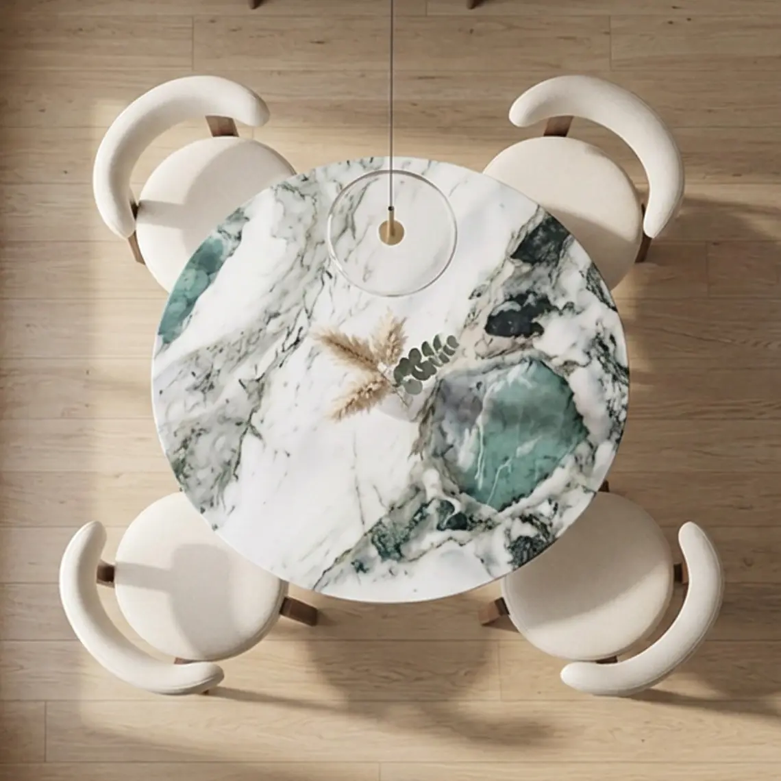 Comedor Mesa Tulip Mining Blanca 100 cm con 4 Sillas Sitiales Hania Respaldo Curvo - Blancas 2