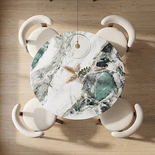 Comedor Mesa Tulip Mining Blanca 100 cm con 4 Sillas Sitiales Hania Respaldo Curvo - Blancas
