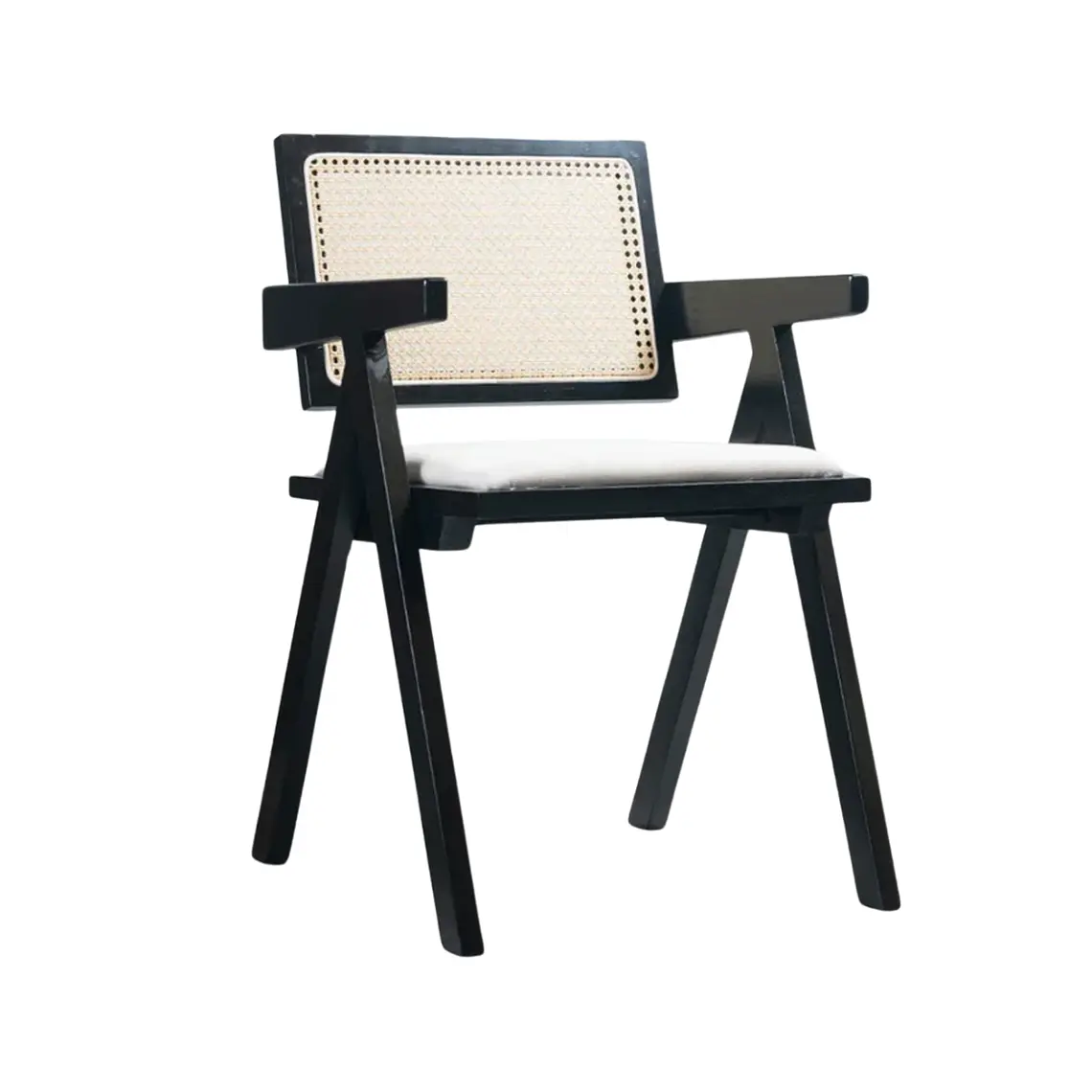 Pack 4 Sillas Chandigarh Acolchada Lino - Madera Negra 2