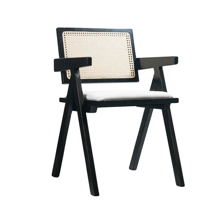 Pack 4 Sillas Chandigarh Acolchada Lino - Madera Negra 2