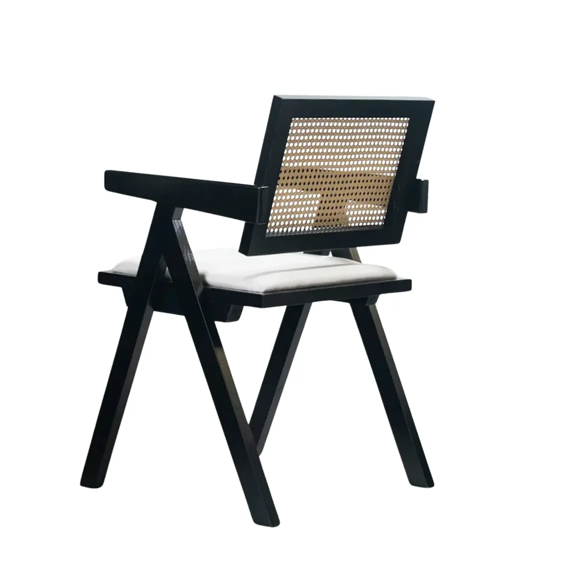 Pack 4 Sillas Chandigarh Acolchada Lino - Madera Negra 3