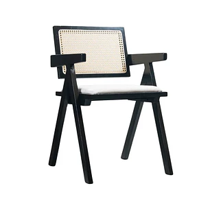 Pack 2 Sillas Chandigarh Acolchada Lino - Madera Negra