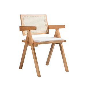 Pack 2 Sillas Chandigarh Acolchada Lino - Madera Natural