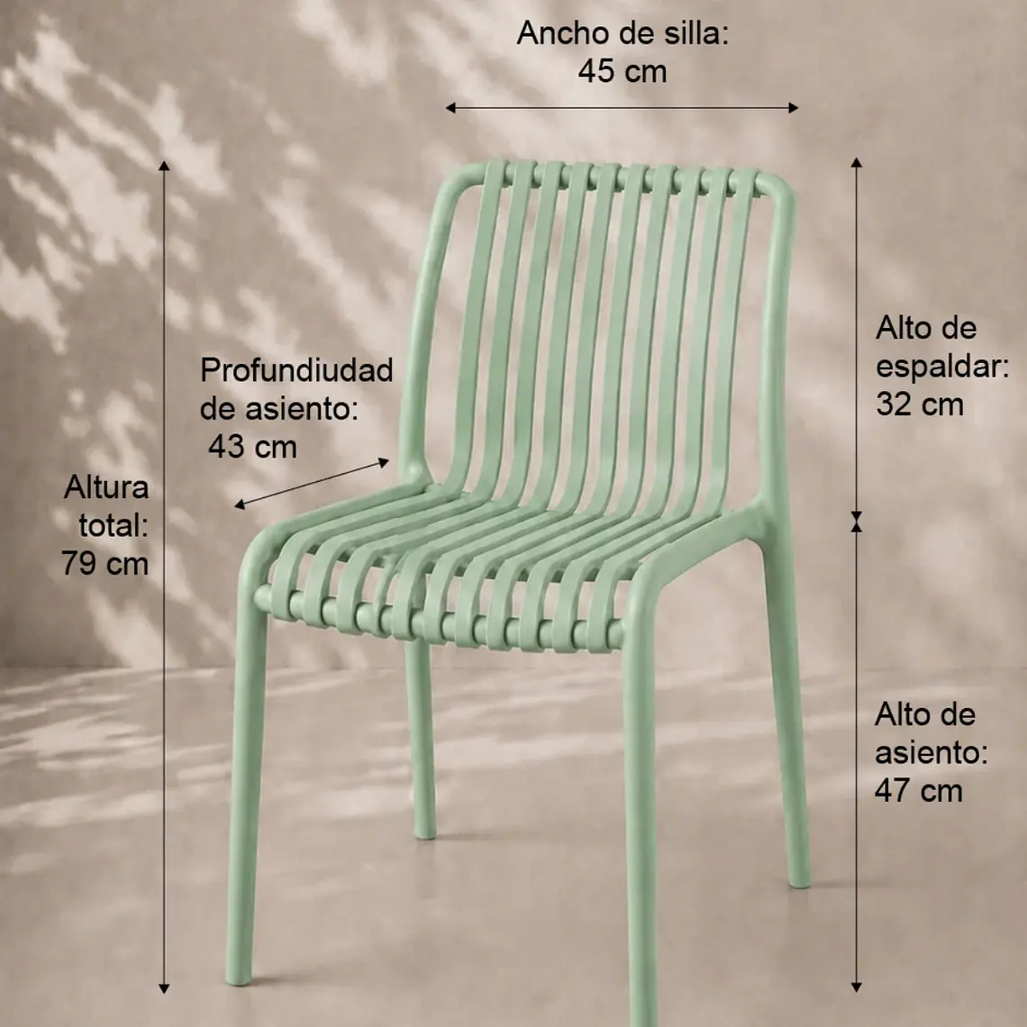 Pack 4 Sillas de Terraza Ruan - Polipropileno 5
