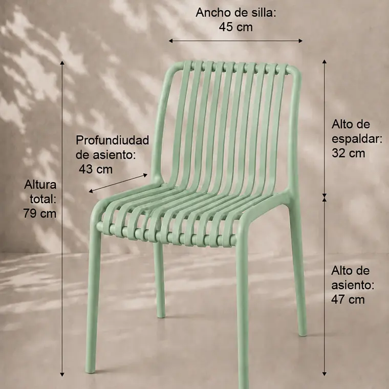 Pack 4 Sillas de Terraza Ruan - Polipropileno 5