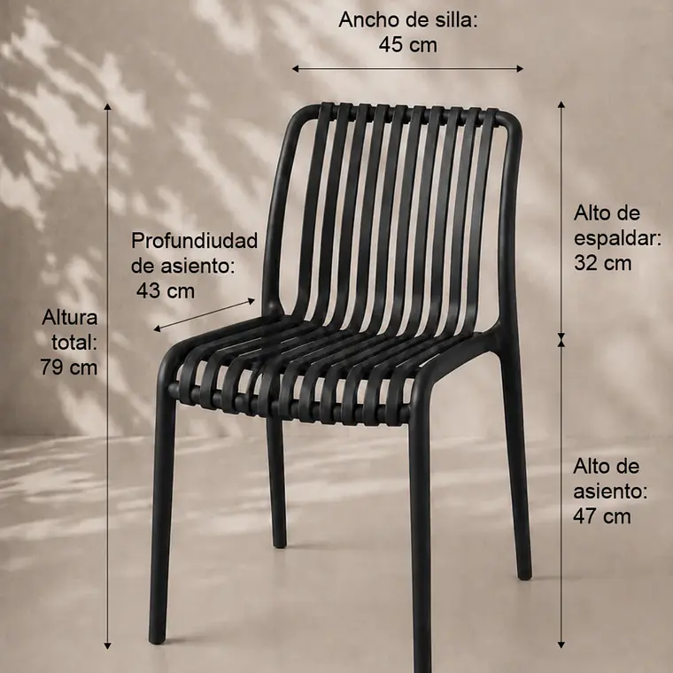 Pack 6 Sillas de Terraza Ruan - Polipropileno 17