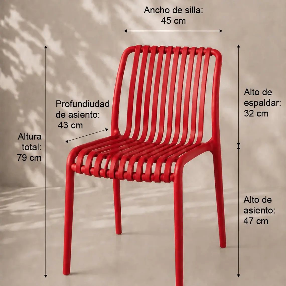 Pack 6 Sillas de Terraza Ruan - Polipropileno 30