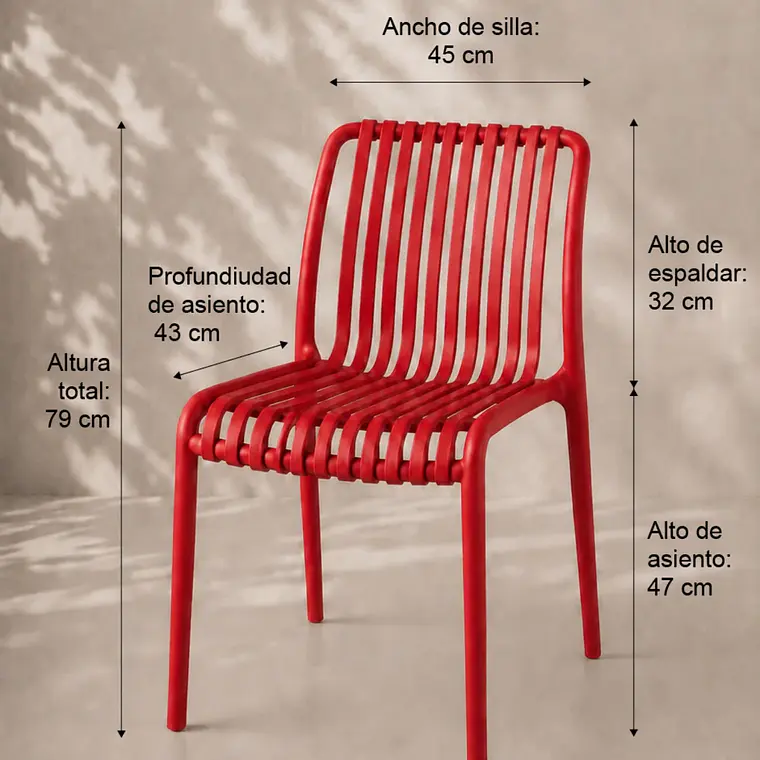 Pack 6 Sillas de Terraza Ruan - Polipropileno 30