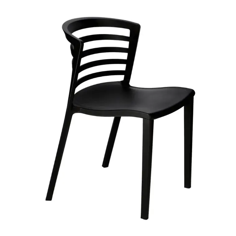 Comedor Mesa restaurant cafetería 80x80 cm con 4 Sillas Francia Negras - Polipropileno 8
