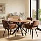 Comedor Mesa Asgard Rustik Black redondo 100 cm con 4 Butacas Burgos Ecocuero Vintage Café Oscuro - Miniatura 1
