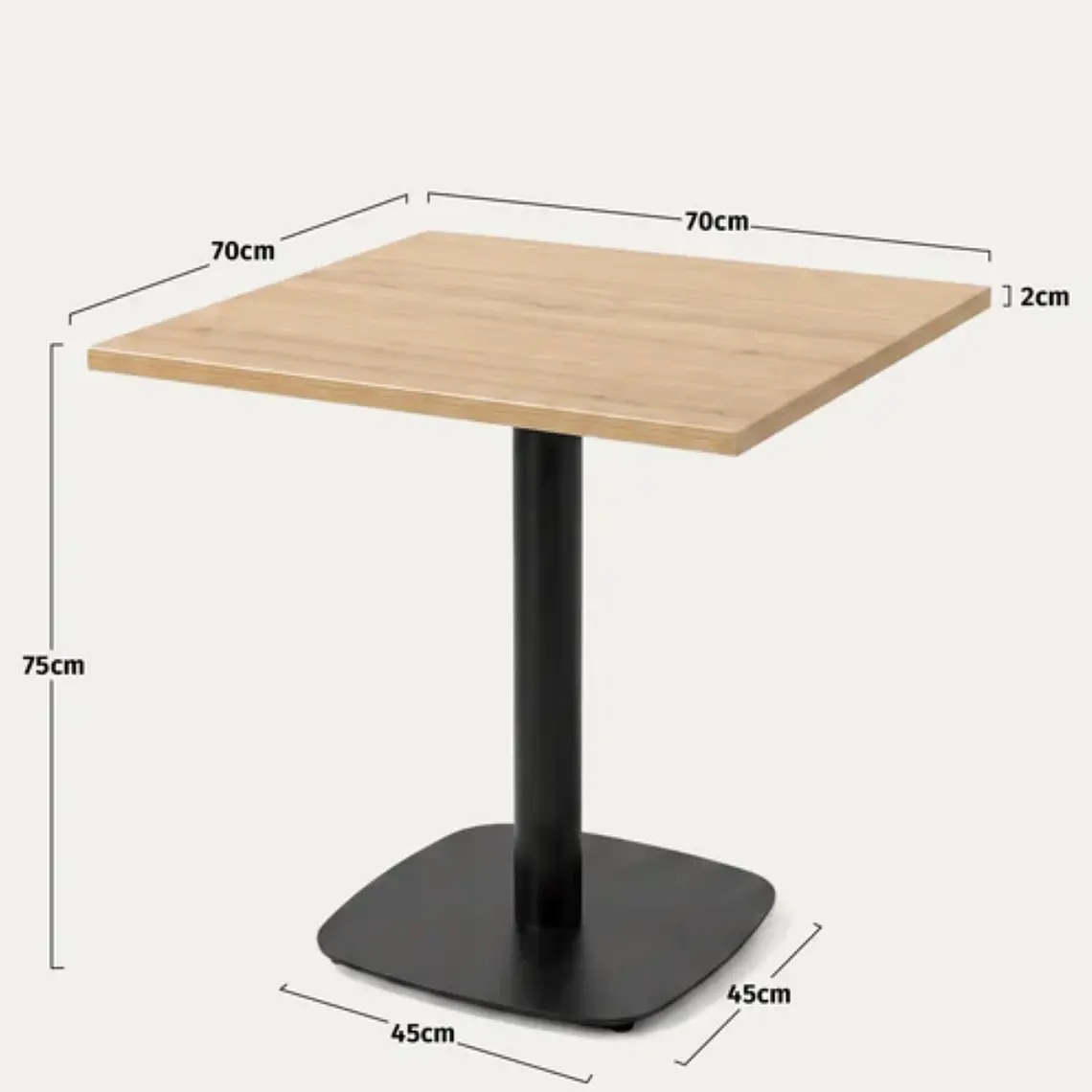 Mesa Restoran Negra Wood 70x70 cm - Metal y MDF 8