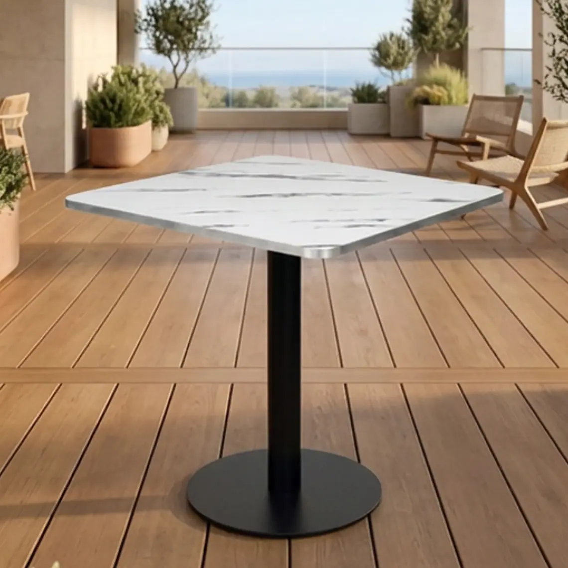Mesa Restoran BlackWhite cuadrada 70x70 cm - Metal y MDF 1