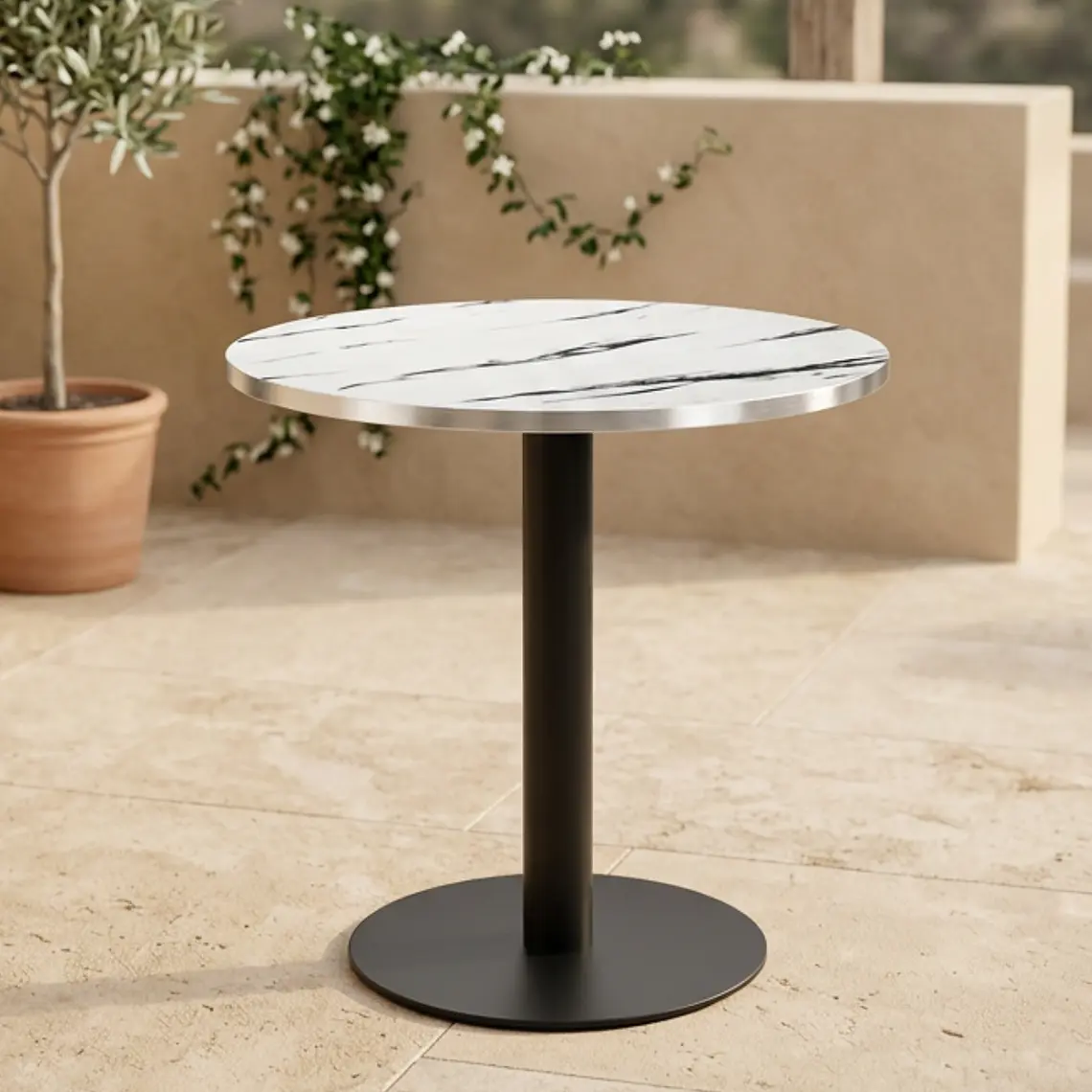 Mesa Restoran BlackWhite redonda 60 cm - Metal y MDF 8
