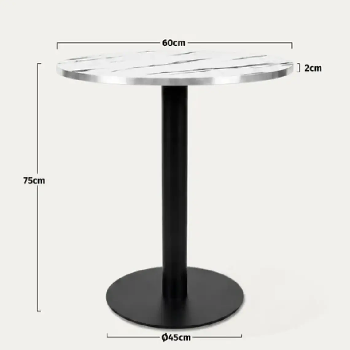 Mesa Restoran BlackWhite redonda 60 cm - Metal y MDF 11