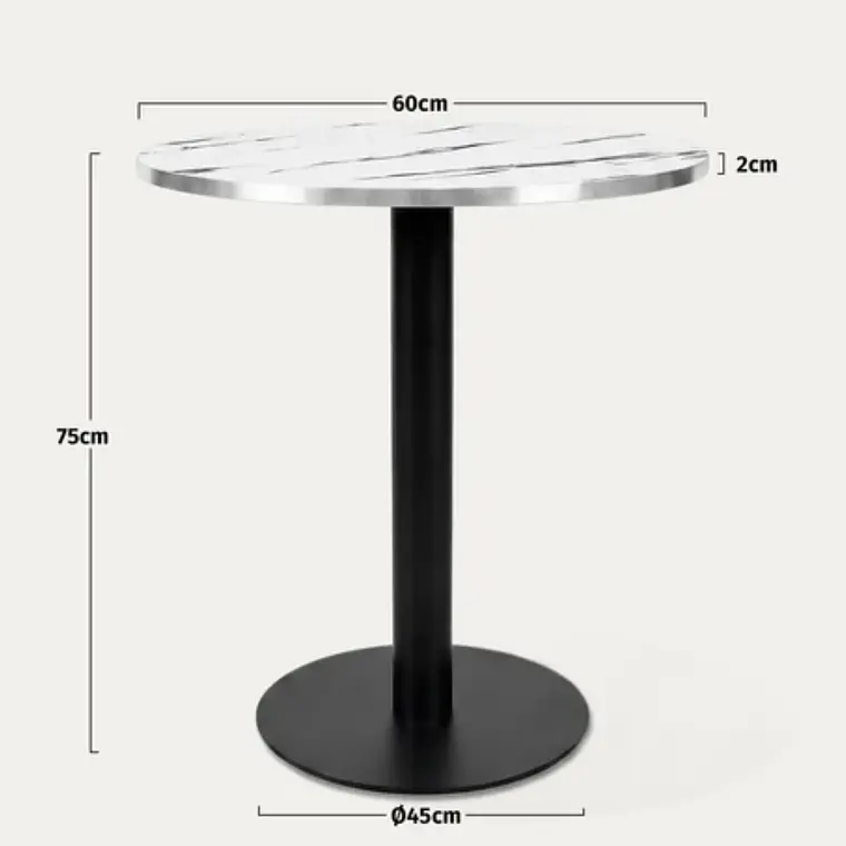 Mesa Restoran BlackWhite redonda 60 cm - Metal y MDF 11
