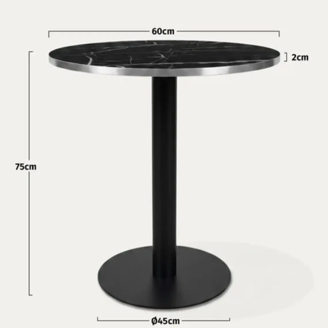Mesa Restoran BlackWhite redonda 60 cm - Metal y MDF 7