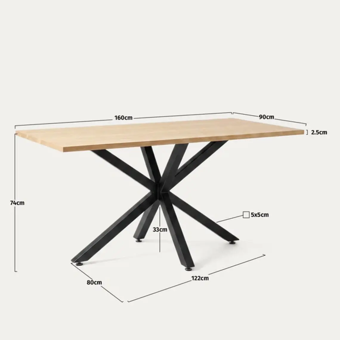 Mesa Asgard Black rectangular Madera 160x90 cm 4