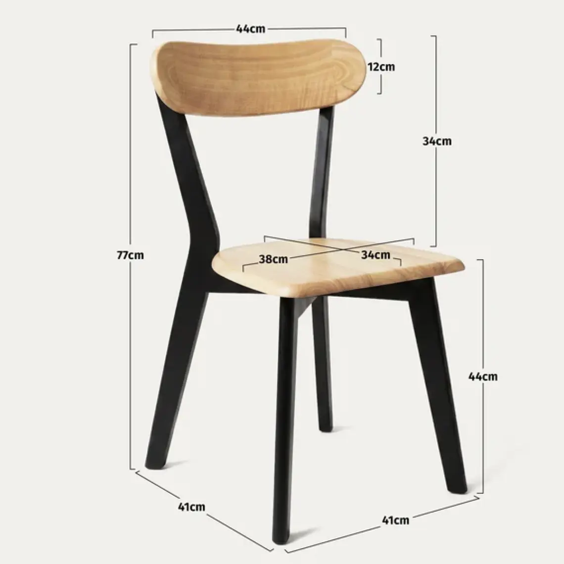 Comedor Mesa Asgard Black rectangular Madera 140x90 cm con 6 Sillas Slender Fresno - Madera 14