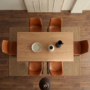 Comedor Mesa Asgard Black rectangular Madera 160x90 cm con 6 Sillas Burgos de Cuero Sintético y Metal Industrial