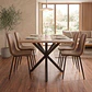 Comedor Mesa Asgard Black rectangular Madera 140x90 cm con 4 Sillas Spoon Black Ecocuero Vintage Café - Miniatura 3