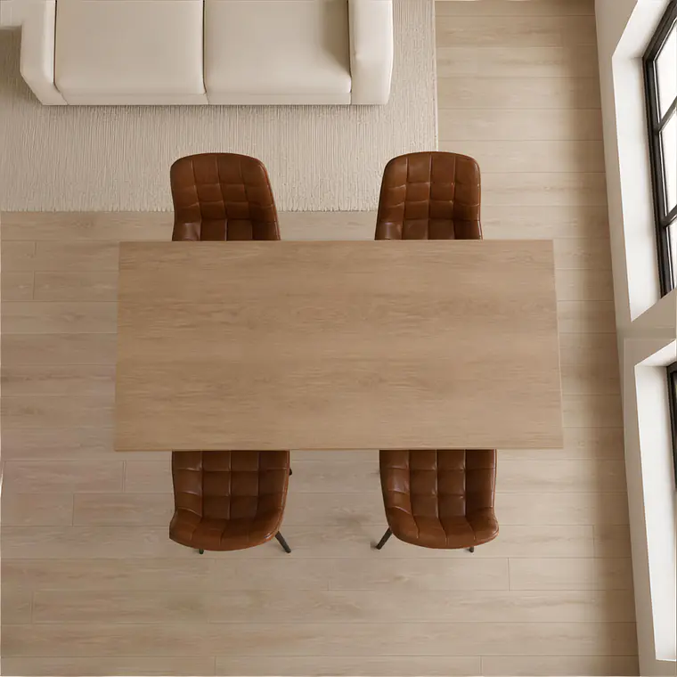 Comedor Mesa Asgard Black rectangular Madera 160x90 cm con 4 Sillas Capitone Black Vintage Café 2