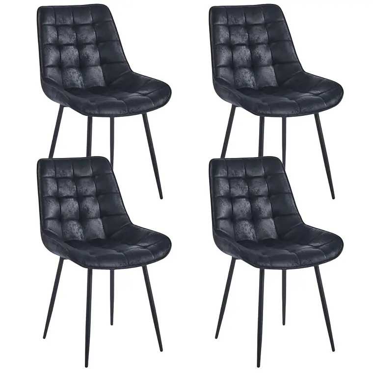 Comedor Mesa rectangular Mármol Black 160x90 cm con 4 Sillas Capitone Black Vintage 10
