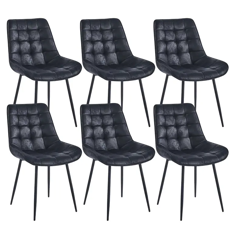 Comedor Mesa rectangular Mármol Black 160x90 cm con 6 Sillas Capitone Black Vintage 12
