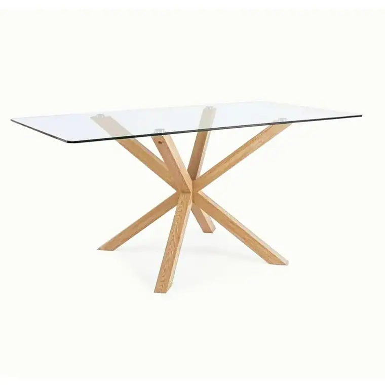 Comedor Mesa Asgard rectangular vidrio 140x80 cm con 4 Sillas Arpi Poly Wood - Beige 5