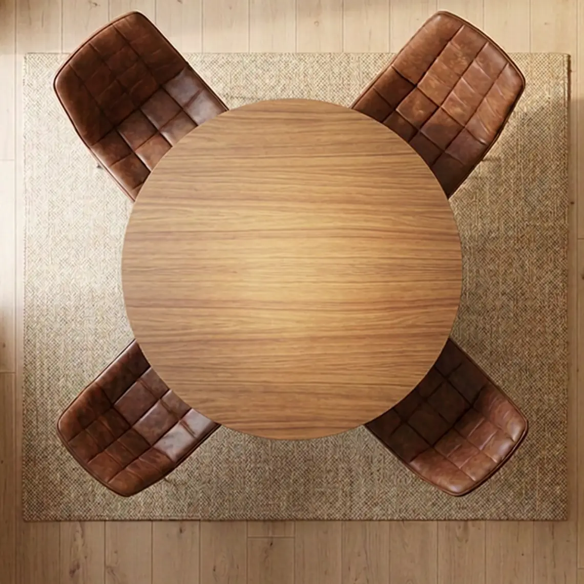Comedor Mesa Asgard Rustik Black redondo 100 cm con 4 Sillas Capitone Black Vintage Café 3