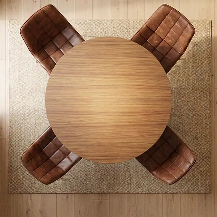 Comedor Mesa Asgard Rustik Black redondo 100 cm con 4 Sillas Capitone Black Vintage Café 3