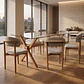 Comedor Mesa rectangular Medlock vidrio 140x90 cm con 6 Sillas Arpi Poly Wood - Beige - Miniatura 1