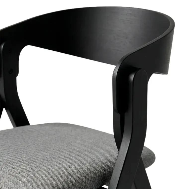 Comedor Mesa Asgard Rustik Black redondo 100 cm con 4 Sillas Ares Acolchadas Negras - Madera y Tela 13