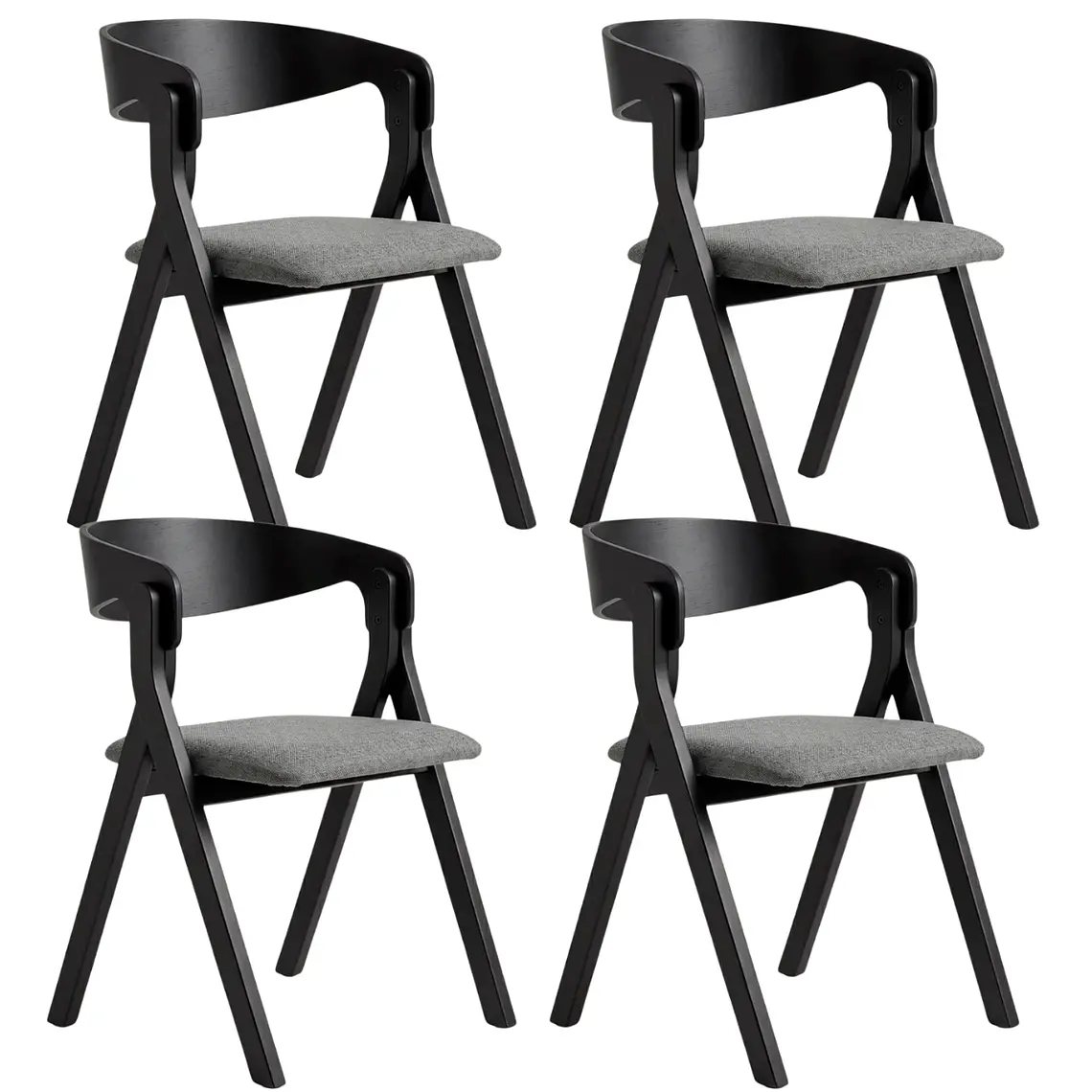 Comedor Mesa Asgard Rustik Black redondo 120 cm con 4 Sillas Ares Acolchadas Negras - Madera y Tela 11