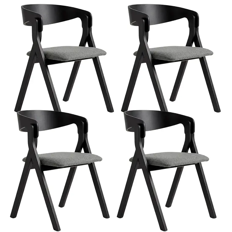 Comedor Mesa Asgard Rustik Black redondo 120 cm con 4 Sillas Ares Acolchadas Negras - Madera y Tela 11