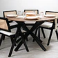 Comedor Mesa Asgard Rustik Black redondo 100 cm con 4 Sillas Chandigarh Acolchadas Lino  - Miniatura 1