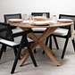 Comedor Mesa Asgard Rustik Wood redondo 100 cm con 4 Sillas Chandigarh Acolchadas Lino  - Miniatura 3
