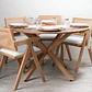 Comedor Mesa Asgard Rustik Wood redondo 120 cm con 4 Sillas Chandigarh Acolchadas Lino  - Miniatura 1